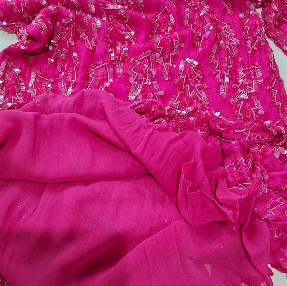 Cocktail Evening Special Event Fuscia Beaded Sequin Dress Scoop Neck 1X Pre-Love - Picture 6 of 6